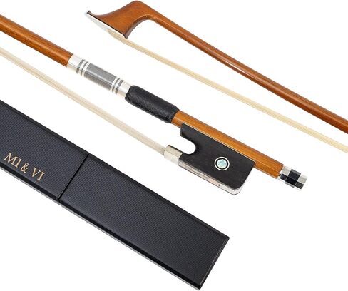 MI&VI CB-820 قوس التشيلو الاحترافي المصنوع يدويًا 4/4 (الحجم الكامل) مع علبة القوس متضمنة | جبل لف الفضة | متوازن | الوزن المثالي | شعر الحصان المنغولي - موسيقى MIVI in Kuwait