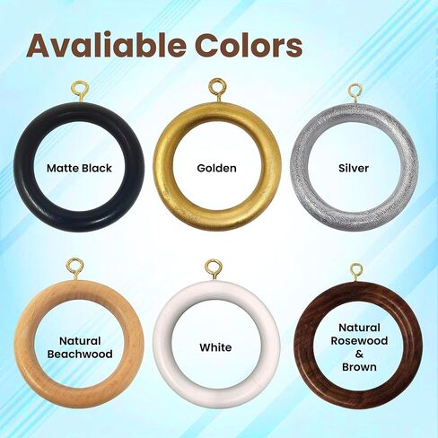 Galaxy Indiacraft Wooden Curtain Rings/Hooks/Clips for 1.25 to 2.5 Inch Curtain Rod (Set of 12) (Inner Dia 1.7, Outer Dia 2.5 Inch, Natural Maplewood) in Saudi Arabia