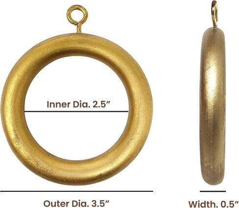 Galaxy Indiacraft Wooden Curtain Rings/Hooks/Clips for 1.25 to 2.5 Inch Curtain Rod (Set of 12) (Inner Dia 1.7, Outer Dia 2.5 Inch, Natural Maplewood) in Saudi Arabia