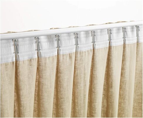 شريط ستارة (11 ياردة) مع 30 قطعة من الخطافات غير القابل للصدأ على شكل عرض للستارة المطوية جيدة لنظام مسار الستارة أو القضبان مع حلقات الستارة in Kuwait