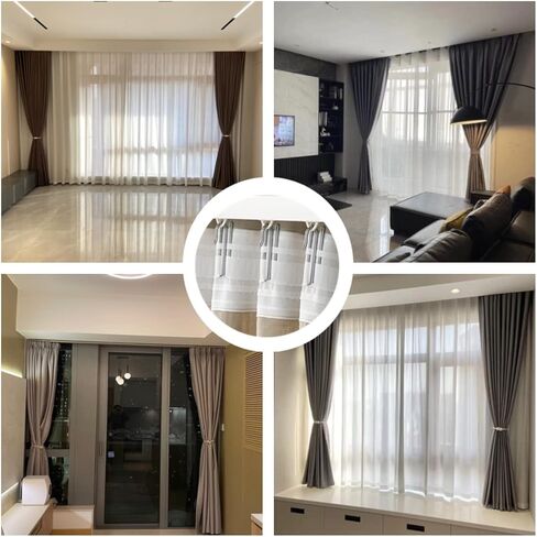 شريط ستارة (11 ياردة) مع 30 قطعة من الخطافات غير القابل للصدأ على شكل عرض للستارة المطوية جيدة لنظام مسار الستارة أو القضبان مع حلقات الستارة in Kuwait