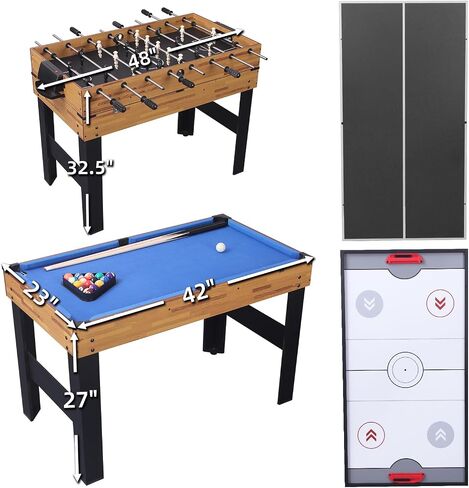 TALLO 4-in-1 Game Table, 48-in Folding Portable Combo Game Table Set w/Ping Pong, Slide Hockey, Pool Billiards for Kids and Adults, Indoor and Outdoor Games in Saudi Arabia