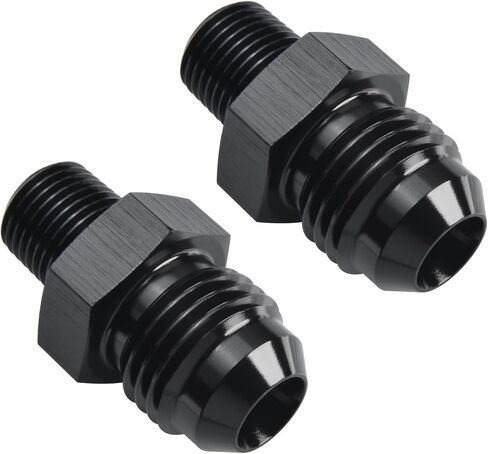 Podavelle 6AN ذكر مضيئة إلى 1/8 NPT محول تركيب الأنابيب موصل الاتحاد مستقيم الألومنيوم الأسود، حزمة من 2 in Kuwait