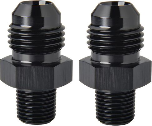 Podavelle 6AN ذكر مضيئة إلى 1/8 NPT محول تركيب الأنابيب موصل الاتحاد مستقيم الألومنيوم الأسود، حزمة من 2 in Kuwait