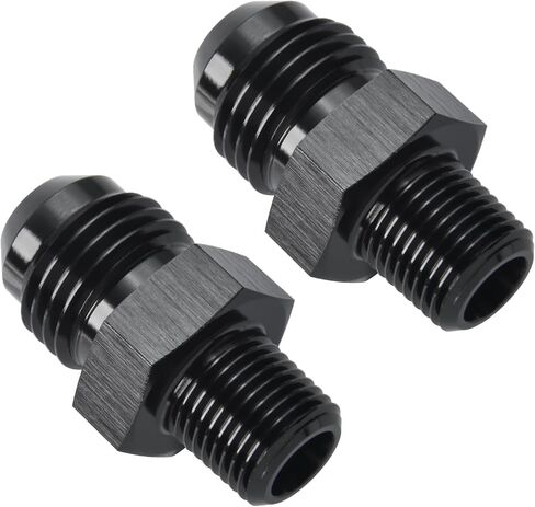 Podavelle 6AN ذكر مضيئة إلى 1/8 NPT محول تركيب الأنابيب موصل الاتحاد مستقيم الألومنيوم الأسود، حزمة من 2 in Kuwait