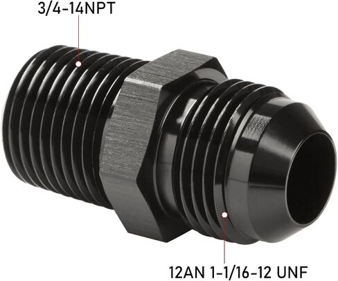 Podavelle 6AN ذكر مضيئة إلى 1/8 NPT محول تركيب الأنابيب موصل الاتحاد مستقيم الألومنيوم الأسود، حزمة من 2 in Kuwait