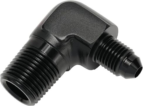 Podavelle 6AN Male Flare to 1/8 NPT Pipe Fitting Adapter Union Connector Straight Aluminum Black, Pack of 2 in Kuwait