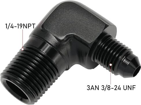 Podavelle 6AN Male Flare to 1/8 NPT Pipe Fitting Adapter Union Connector Straight Aluminum Black, Pack of 2 in Kuwait