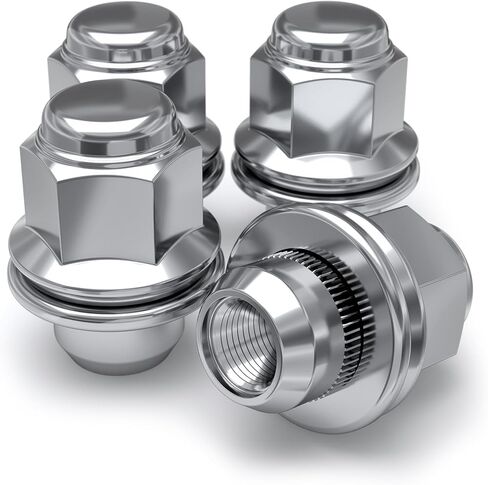 White Knight M12x1.5 Thread OEM Lug Nuts - 4 Chrome Toyota Lug Nuts with Washer - Med Mag Lug Nut Seating - Carbon Steel for Durable Construction & Easy Installation - 5307-4 in Saudi Arabia