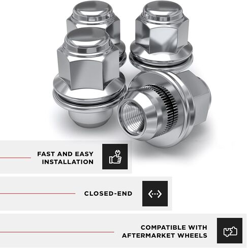 White Knight M12x1.5 Thread OEM Lug Nuts - 4 Chrome Toyota Lug Nuts with Washer - Med Mag Lug Nut Seating - Carbon Steel for Durable Construction & Easy Installation - 5307-4 in Saudi Arabia
