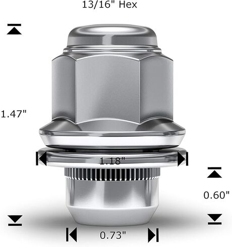 White Knight M12x1.5 Thread OEM Lug Nuts - 4 Chrome Toyota Lug Nuts with Washer - Med Mag Lug Nut Seating - Carbon Steel for Durable Construction & Easy Installation - 5307-4 in Saudi Arabia