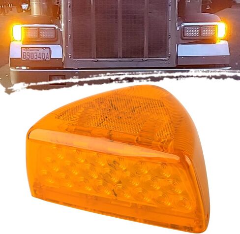 1 قطعة مثلث العنبر LED بدوره إشارة ماركر ضوء 31LED استبدال ل Peterbilt 379 359 357 365 378 مستطيل الجانب Led المصباح الأمامي بدوره إشارة الضوء P/T/C بارك بدوره ضوء التخليص - RH أو LH in Kuwait