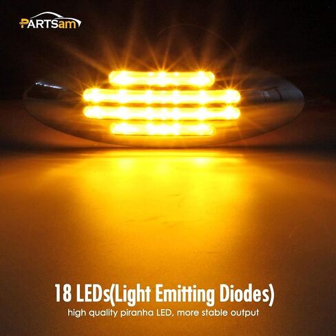 Partsam 10Pcs 6-3/5 Inch Flatline Oval Amber 18LED Side Marker Clearance Lights with Bullet Plug, Front Fender Panel Lights for Semi Trucks, Flush Mount, Waterproof in Saudi Arabia