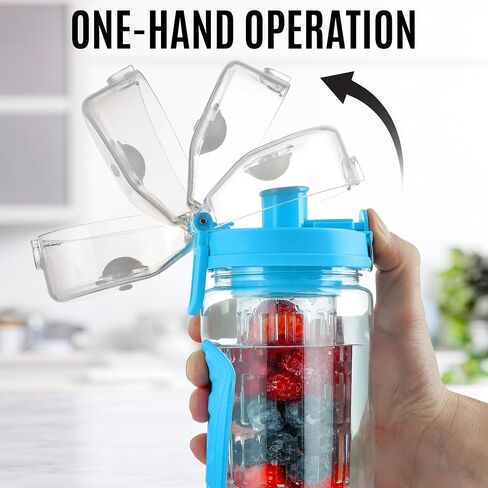 زجاجة مياه Zulay Fruit Infuser - 34oz - مقاومة للتسرب مع قضيب ضخ كامل الطول - هدية مثالية للياقة البدنية للرجال والنساء أو للصالة الرياضية والتخييم in Kuwait