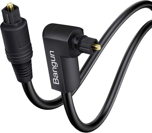 Bangun كابل صوت بصري 90 درجة، كابل بصري نحيف 6 أقدام، كابل Toslink للصوت الرقمي، كابل صوت من الألياف الضوئية بزاوية قائمة لمكبرات الصوت/التلفزيون in Kuwait