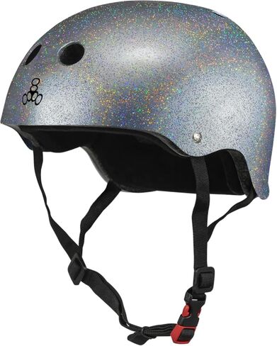 Triple Eight The Certified Sweatsaver Helmet for Skateboarding, BMX, Roller Derby and Roller Skating, Silver Glitter, L/XL in Saudi Arabia