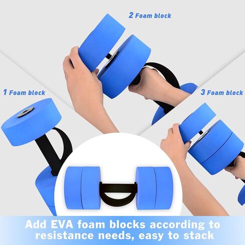 دمبل للتمارين المائية، دمبل مائي مقاوم لحمام السباحة، أثقال للياقة البدنية المائية عالية الكثافة من إسفنج EVA لأوزان حمام السباحة، للتمارين الرياضية المائية لفقدان الوزن (أزرق) in Kuwait