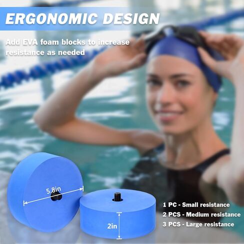 دمبل للتمارين المائية، دمبل مائي مقاوم لحمام السباحة، أثقال للياقة البدنية المائية عالية الكثافة من إسفنج EVA لأوزان حمام السباحة، للتمارين الرياضية المائية لفقدان الوزن (أزرق) in Kuwait