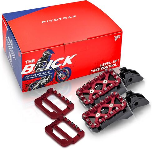 PIVOTRAX-The Brick Series - مجموعة أوتاد القدم 4 قطع (2 مسند قدم + 2 أجزاء ممتدة) (Surron-Ultrabee، مسمار فضي/أسود طويل) in Saudi Arabia
