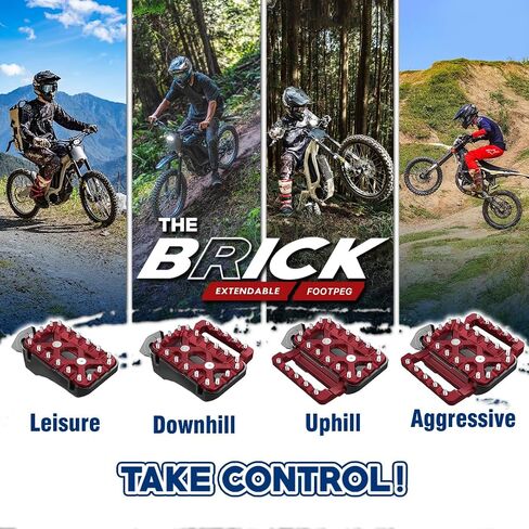 PIVOTRAX-The Brick Series - مجموعة أوتاد القدم 4 قطع (2 مسند قدم + 2 أجزاء ممتدة) (Surron-Ultrabee، مسمار فضي/أسود طويل) in Saudi Arabia