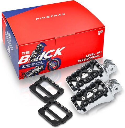 PIVOTRAX-The Brick Series - مجموعة أوتاد القدم 4 قطع (2 مسند قدم + 2 أجزاء ممتدة) (Surron-Ultrabee، مسمار فضي/أسود طويل) in Kuwait