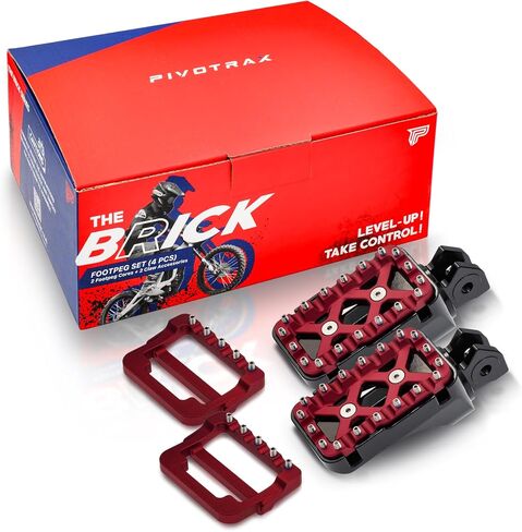 PIVOTRAX-The Brick Series - مجموعة أوتاد القدم 4 قطع (2 مسند قدم + 2 أجزاء ممتدة) (Surron-Ultrabee، مسمار فضي/أسود طويل) in Saudi Arabia