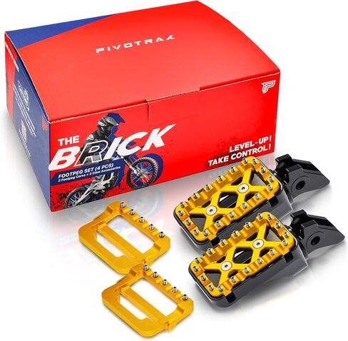 PIVOTRAX-The Brick Series - مجموعة أوتاد القدم 4 قطع (2 مسند قدم + 2 أجزاء ممتدة) (Surron-Ultrabee، مسمار فضي/أسود طويل) in Saudi Arabia