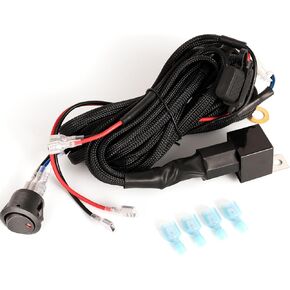 YCHOW-TECH Wiring Harness 1 Lead, 12V 40A Rock Switch Relay Fuse Nylon Wiring Harness Kit for LED Light Bars Fog Lights Work Lights Driving Lights Offroad LED Pods Wire Kit for Truck UTV ATV Boat