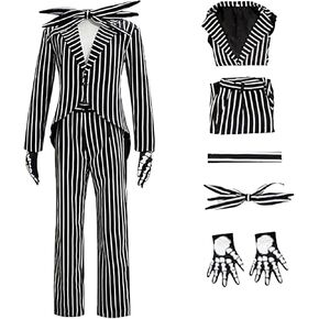 JOYEAR Striped Cosplay Costumes,Men Womens Striped Halloween Uniform Unisex