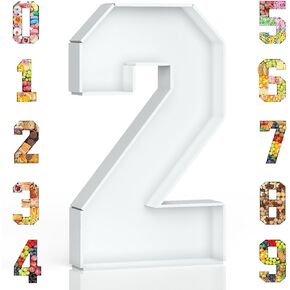 Cardboard Number for Charcuterie, 13.7" Cardboard Number 2 Fillable Number for Food Paper Mache Number Boxes for Cupcake Sweet Candy 2nd Birthday Anniversary Party Decorations