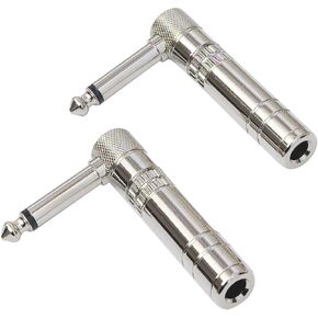 WJSTN-043 Guitar Plug Adapter，1/4 inch TS right angle 6.35mm male to female trs,2 Pack
