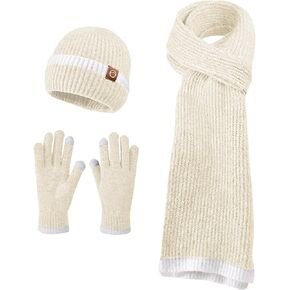 Beanie Hats for Women Beanie Hats Scarf Touchscreen Gloves Set Warm Knit Thick Fleece Lined Skull Cap Gifts for Women in Kuwait