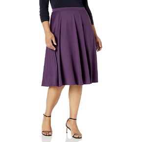 Star Vixen Women's Plus-Size Midi Full Skater Skirt, Purple, 3X