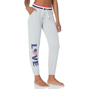 PJ Salvage womens Loungewear Rad White & Blue Banded Pant Pajama Bottom, Heather Grey, Large US
