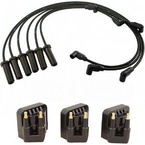 TRQ Ignition Kit Ignition Coil Set Spark Plugs Wire Set Compatible with 1999-2005 Buick LeSabre 2006 Lucerne Park Avenue 1999 Oldsmobile 88 LSS 2003-2005 Pontiac Bonneville