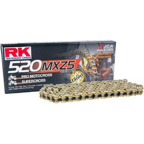 RK Racing Chain GB520MXZ5-140 Gold 140 Link Heavy Duty Racing Chain with Connecting Link
