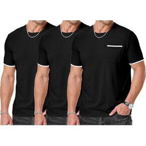 JMIERR Mens T-Shirt 3 Pack Cotton Crewneck Moisture Wicking Tee Basic Casual Short Sleeve Undershirts with Pocket