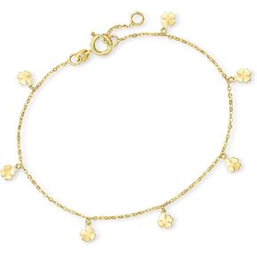RS Pure by Ross-Simons Italian 14kt Yellow Gold Clover Station Bracelet. 6.5 inches