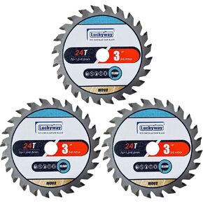Luckyway 3-Pack 3 Inch 36T with 3/8 Inch Arbor TCT(Tungsten Carbide Tooth) Circular Saw Blade for Cutting Wood, Plastic, PCV, Acrylic, Aluminum