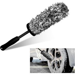 Car Cleaning Rim Brush, Soft Wool Scratch Free Vehicle Cleaning Tool, Highly Water Absorption Wheel Brushes for Most Cars/Trucks/Motorcycles, Universal Car Accessories (Black)