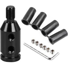 M12x1.25 Universal Gear Shift Knob Adapter, Aluminum Alloy Car Gear Stick Connector for Non-Threaded Manual Shifters (Black)
