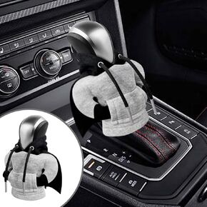 Gear Shift Hoodie Cover, Universal Car Shift Knob Protector, Black Cape Mini Shifter Hoodie, Cute Automotive Interior Accessories for Cars, Trucks, SUVs(Black)