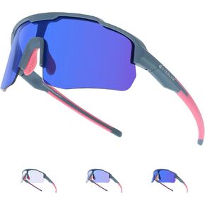 MOTIONVIEW Sports Photochromic Sunglasses Outdoor UV400 Whale Blue Men Women Cycling Surfing Running Fishing Sports