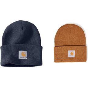 Carhartt Men's Knit Cuffed Beanie, Navy/Carhartt Brown