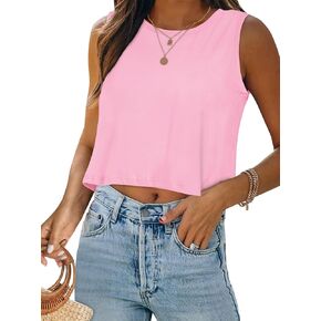 Crop Tops for Women Tank Summer Casual Sleeveless Loose Fit Basic Shirts