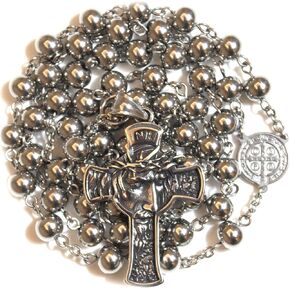 Premium Stainless Steel Men's Rosary Beads Chaplet Rosery Cross Catholic For men boy gifts