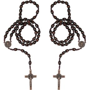 2 Pieces Wooden Rosary Necklace Rosarios, Catolicos Rosary for Men Rosary Beads Catholic for Women Catholic Rosary Rosaries Catholic Rosary Kit for Baptism Party Favors First Communion Gift