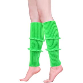 Women Winter Extra Soft Long Legwarmer Warmer Knitted Stirrup Leg Warmers for Yoga Ballet Dance (White -1pair)