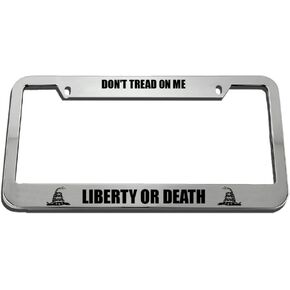 Speedy Pros License Plate Frame Don't Tread on Me Liberty Or Death Zinc Weatherproof Car Accessories Chrome 2 Holes 1 Frame