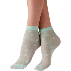 Pretty Polly Women's All Over Star Sheer Socks- fun ankle sheer socks to complete the look, Green (Mint), One Size